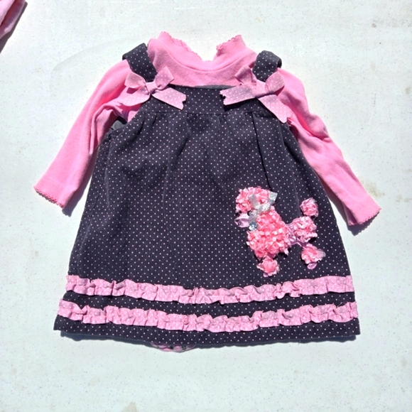 YoungHearts, Pink, Black & White Poodle Dress, Size 18 Months Tall - Picture 6 of 13